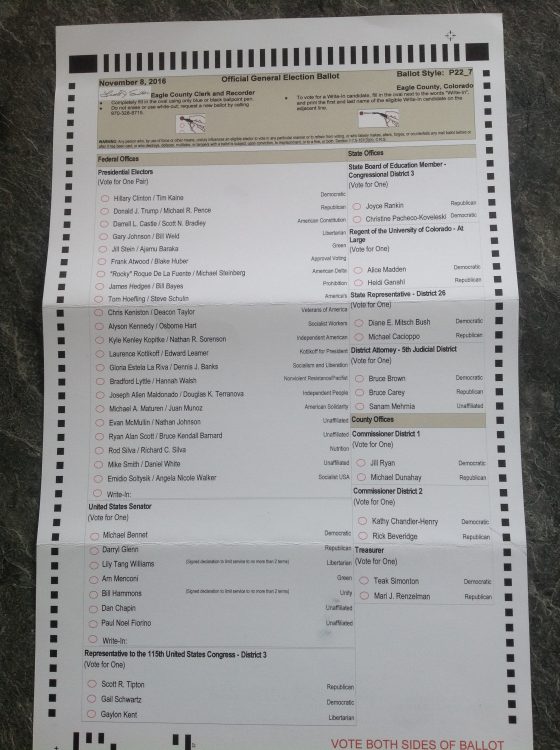 A Colorado ballot paper Kiwiblog