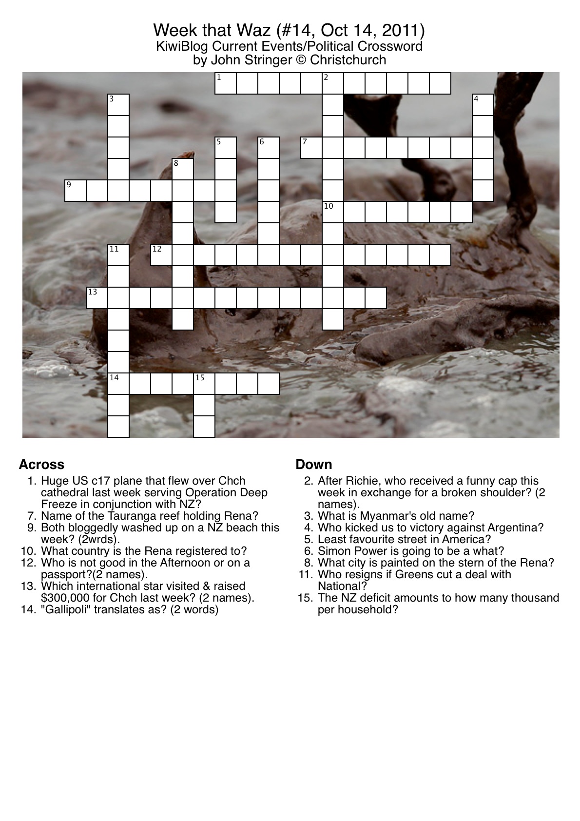 Crossword 14 October 2011 | Kiwiblog