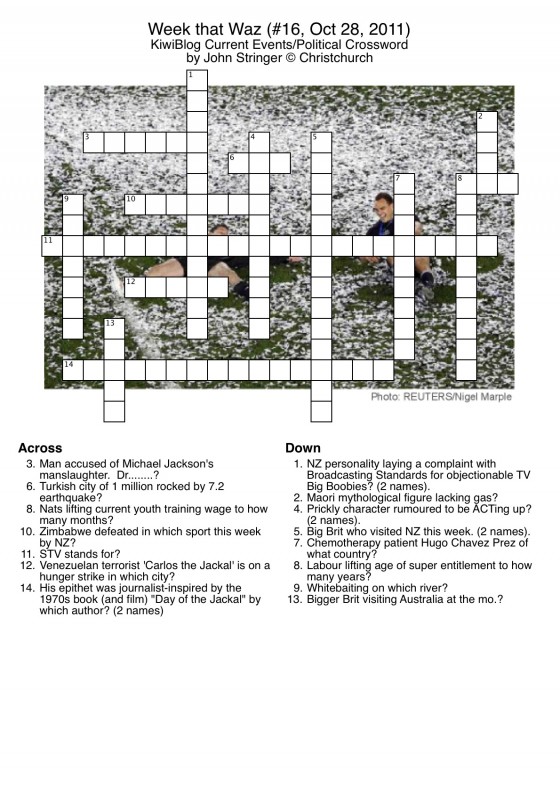 Crossword 28 October 2011 | Kiwiblog